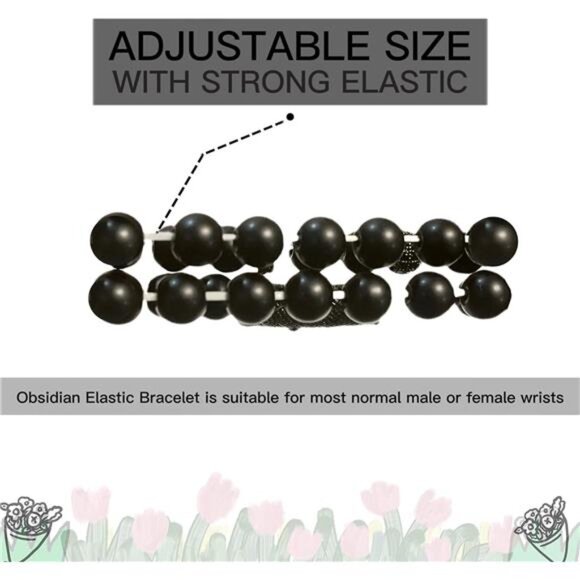 obsidian healing crystal beaded bracelet 8mm stretch protection good luck gift - Picture 4 of 7